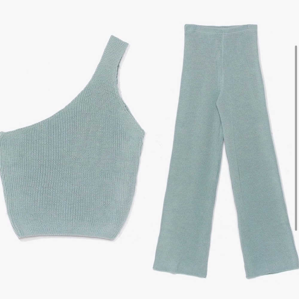 Nasty Gal One Shoulder Knitted Lounge Set
